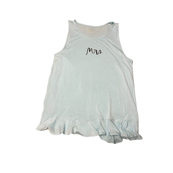 NWT Kate Spade Something Borrowed Pajama Top SMALL Blue MRS Bridal Ruffle Sleep - Picture 2 of 6